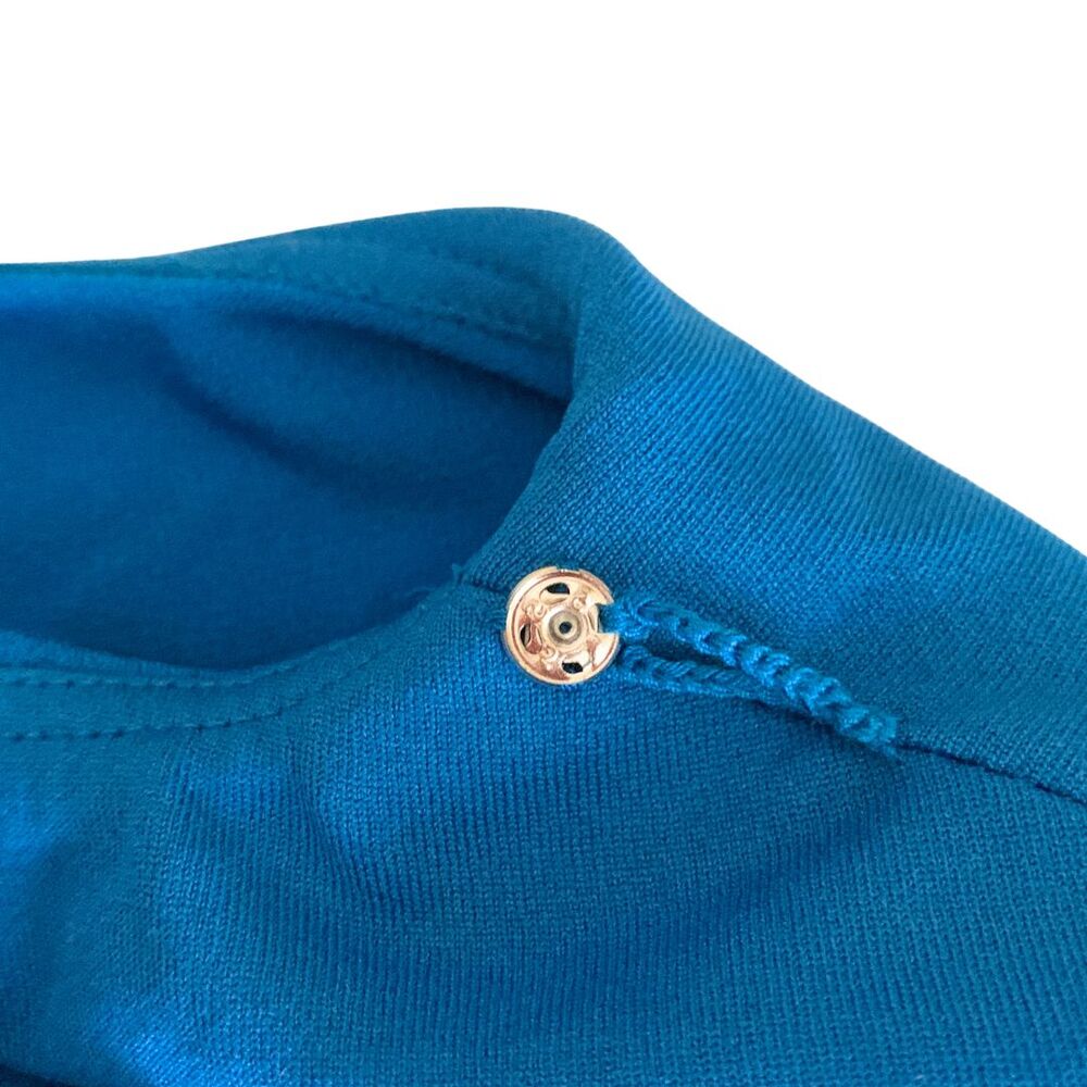 Anne Klein Dress Size 8 Blue Sheath Ruched Waist Cap Sleeve Knee Length Elegant - Picture 4 of 10